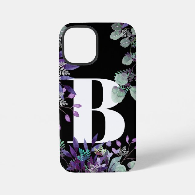 COQUE iPhone TYPOGRAPHIE FLEURALE VIOLET NOIR PERSONNALISÉE (Verso)