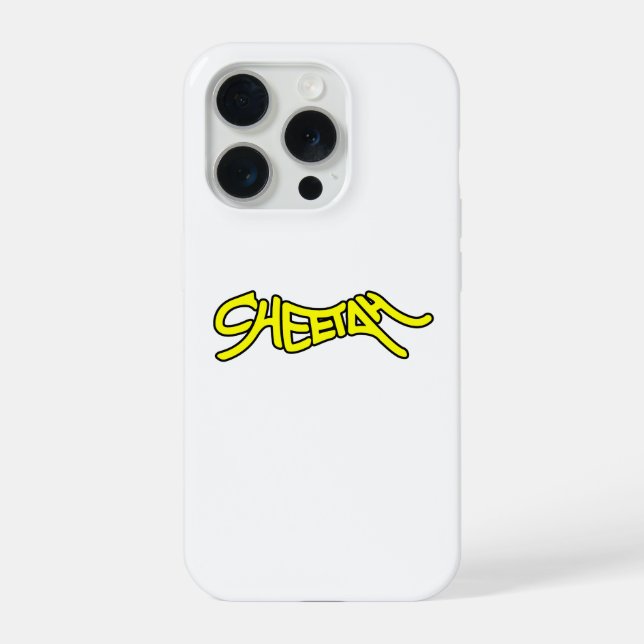 Coque iPhone Typographie gras style graffiti Cheetah jaune (Verso)