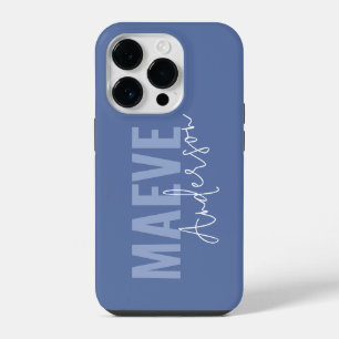 Coque Pour iPhone 14 Plus Typographie minimale moderne bleu poussiéreux élég