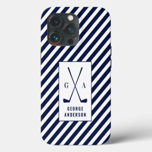 Etui iPhone 13 Pro Typographie moderne golf premier monogramme bleu b