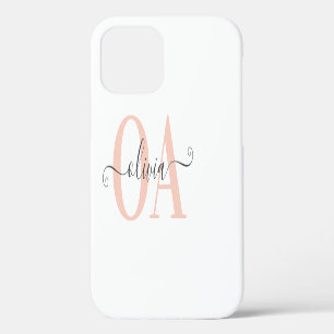 Coque iPhone 12 Typographie moderne initiale simple chic
