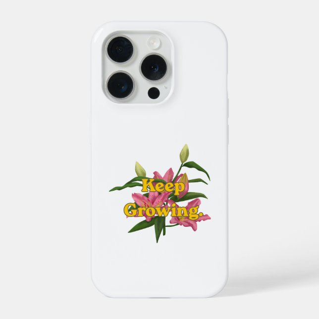 Coque iPhone Typographie Rétro Jaune Fleur de Lys Rose Floral C (Verso)
