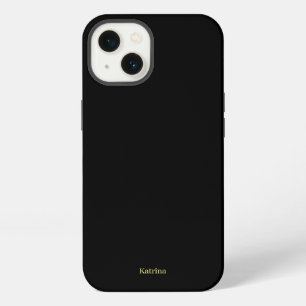 Etui iPhone 13 Typographie simple Nom personnalisé Noir Jaune