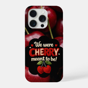 Coque iPhone 15 Pro Typographie style tricot cosy et cerises adorables