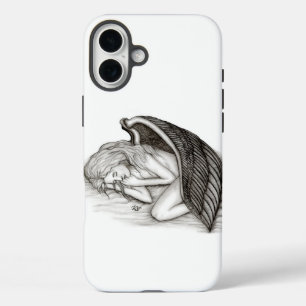 Coque iPhone 16 Plus Un ange endormi, noir et blanc
