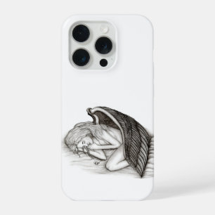 Coque iPhone 15 Pro Un Angel endormi, design noir et blanc