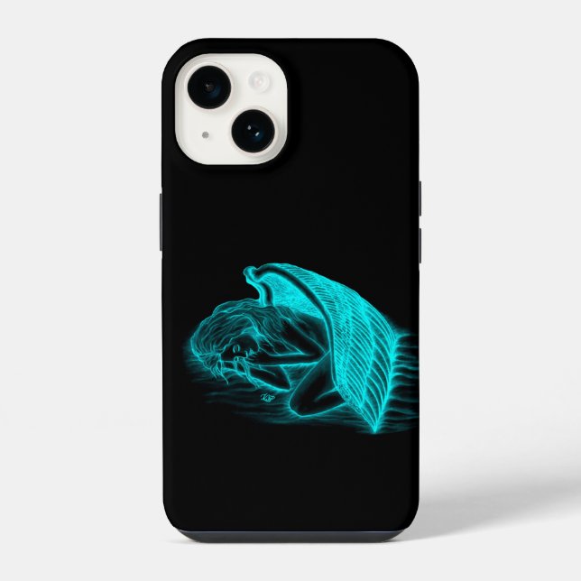 Coque iPhone Un Angle endormi en noir et vert (Verso)