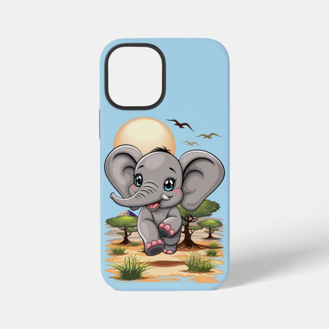 Coque iPhone Un bébé éléphant qui sonne heureux dans la savane  (Verso)