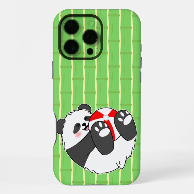 Coque iPhone Un bébé panda mignon jouant avec un ballon (Verso)