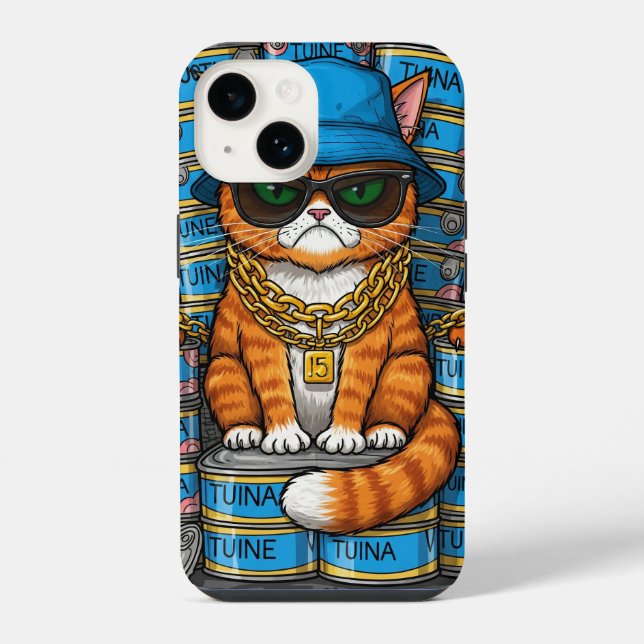 Coque iPhone Un chat grincheux aux chaînes d'or (Verso)