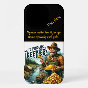 Coque iPhone 16 Pro Max Un chercheur d'or découvre joyeusement un trésor a