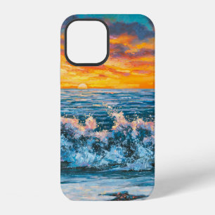 Coque iPhone 12 Un coucher de soleil lumineux pendant une tempête.