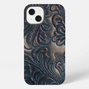 Etui iPhone 13 Un design en cuir brun foncé estampé vintage usé