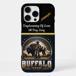 Coque iPhone 16 Pro Max Un éleveur de bisons se tient fièrement dans des c
