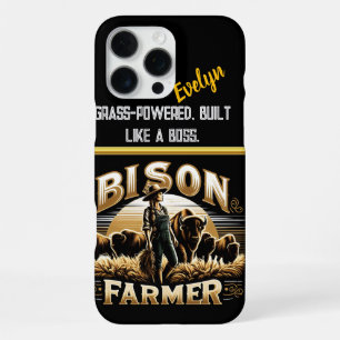Coque iPhone 16 Pro Max Un éleveur de bisons s'occupant de son troupeau au