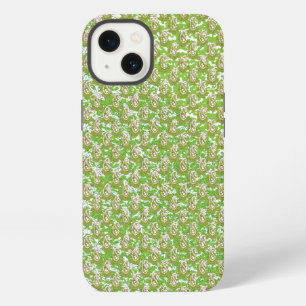 Etui iPhone 13 un fond blanc avec des points marrons dessus