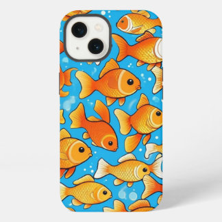 Etui iPhone 13 un fond de poisson doré est en mode heureux