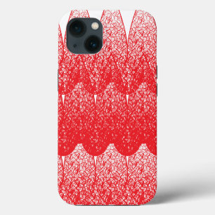 Etui iPhone 13 un fond rouge et blanc avec beaucoup de points