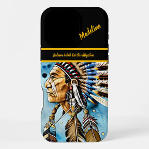 Coque iPhone 16 Pro Max Un guerrier indien : Motifs tribaux