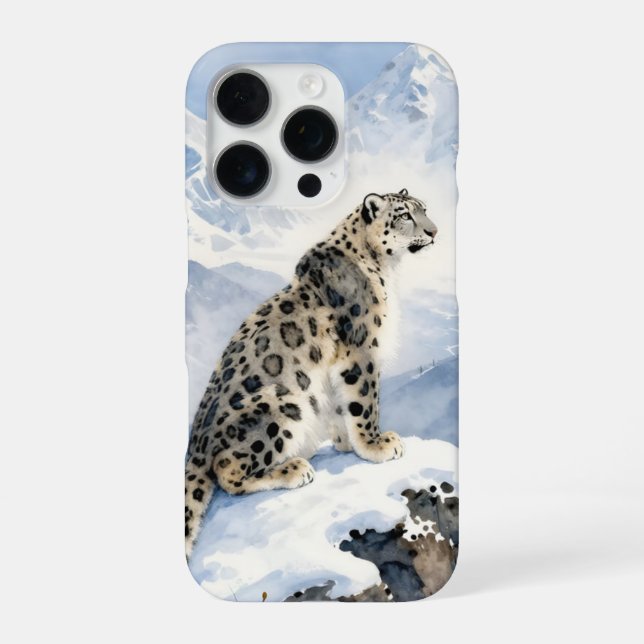 Coque iPhone Un léopard des neiges sur un pic enneigé (Verso)