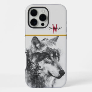 Coque iPhone 16 Pro Max Un loup majestueux contemple les montagnes brumeus