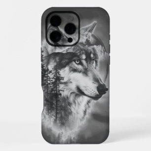 Coque iPhone 16 Pro Max Un loup majestueux contemple les montagnes brumeus