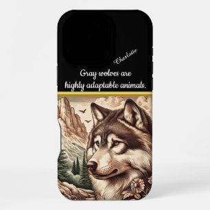 Coque iPhone 16 Pro Max Un loup majestueux contemple un paysage tranquille