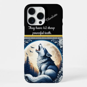 Coque iPhone 16 Pro Max Un loup majestueux hurle au ciel de la Lune en hiv
