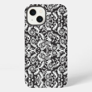 Etui iPhone 13 un motif cachemire noir et blanc