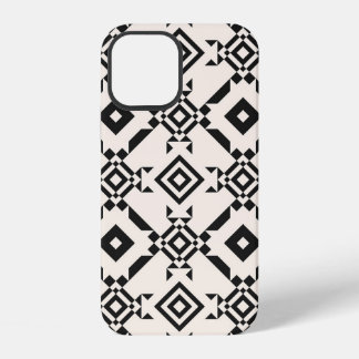 Coque iPhone 12 Un ornement ethnique moderne. Blanc noir vintage g
