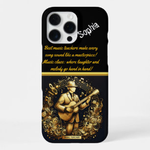 Coque iPhone 16 Pro Max Un professeur de musique vibrant pinçant une guita