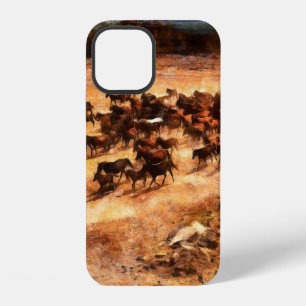 Coque iPhone 12 Un troupeau de chevaux sauvages en train de courir