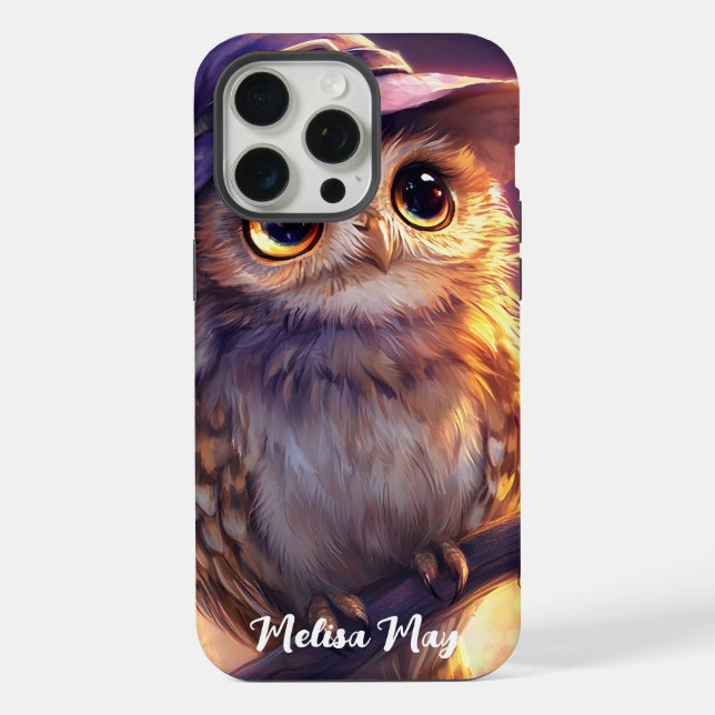 Coque iPhone Une chouette portant un Casquette sorcier (Verso)