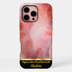 Coque iPhone 16 Pro Max Une danse douce de textures de marbre rose tendre