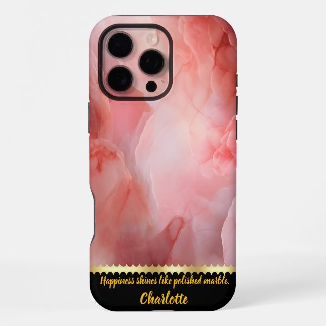 Coque iPhone Une danse douce de textures de marbre rose tendre (Verso)
