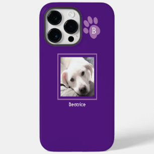 Coque Pour Pour iPhone 14 Pro Max Une photo mignonne chien paw pourpre Nom initial u