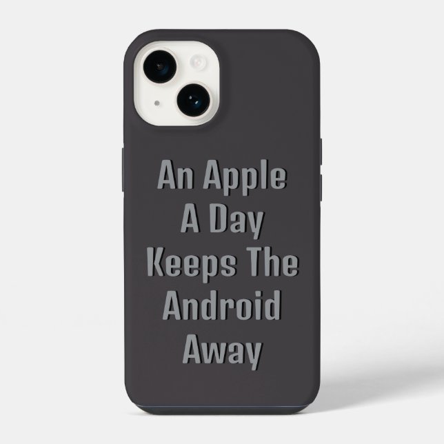 Coque iPhone Une pomme par jour éloigne Android, drôle (Verso)