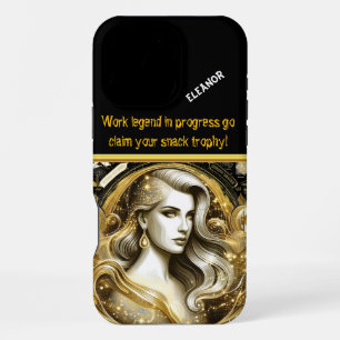 Coque iPhone 16 Pro Max Une représentation dorée d'un scientifique de donn