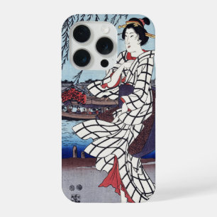 Coque iPhone 15 Pro Une soirée d'été fraîche au pont, Utagawa Hiroshig