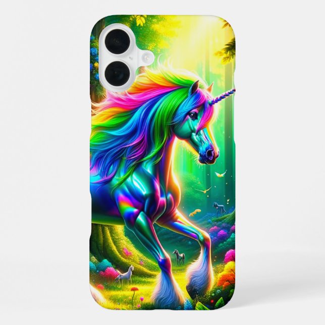 Coque iPhone Unicorne arc-en-ciel (Verso)