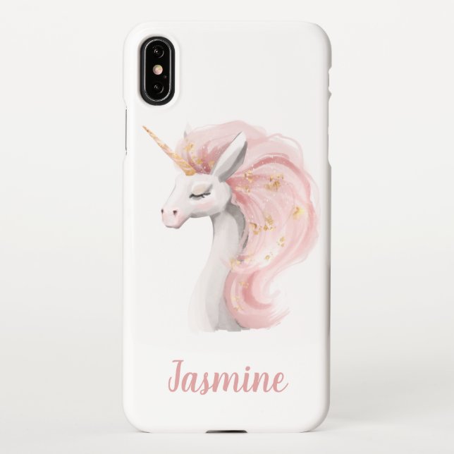 Coque iPhone Unicorne Avec Votre Nom (Dos)
