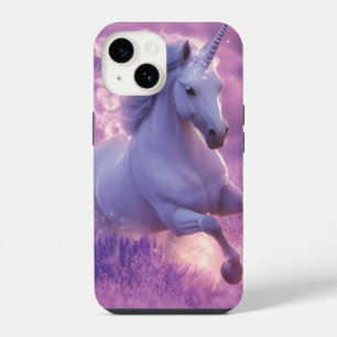 Coque Pour iPhone 14 Unicorne blanche majestueuse à travers la lavande