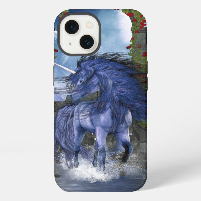 Coque iPhone Unicorne bleue 2 (Verso)