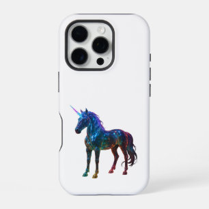 Coque iPhone 16 Pro Unicorne en verre arc-en-ciel magique