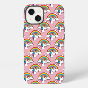 Etui iPhone 13 Unicorne et arc-en-ciel avec nuages Kawaii