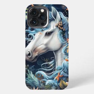 Etui iPhone 13 Pro Max Unicorne et fleurs design imaginaire