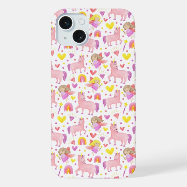 Coque iPhone Unicorne et motif de fée (Verso)