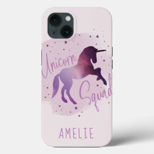 Etui iPhone 13 unicorne mignonne mauve magique