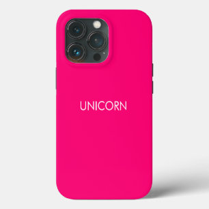 Etui iPhone 13 Pro "Unicorne" minimaliste rose chaud fuchsia blanc