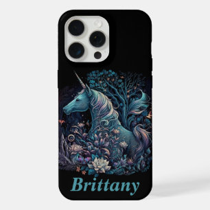 Coque iPhone 15 Pro Max Unicorne Mystique Avec Nom Personnalisé